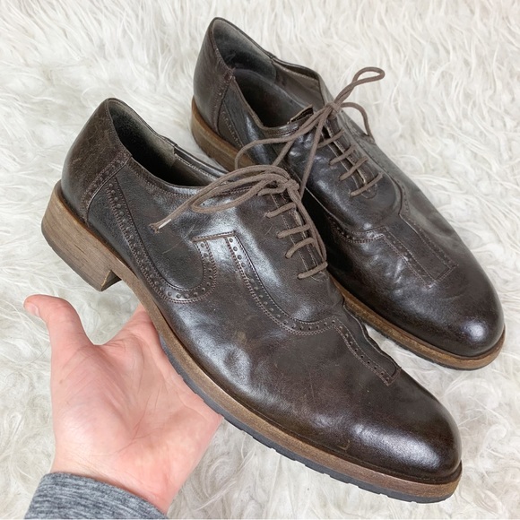 Dries Van Noten Other - DRIES VAN NOTEN Men's Brown Leather Lace Up Oxfords Brogue Detail Dress Shoes 43